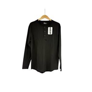 Zyia Men’s Black Long Sleeve Henley Shirt Casual Workout Size Small New